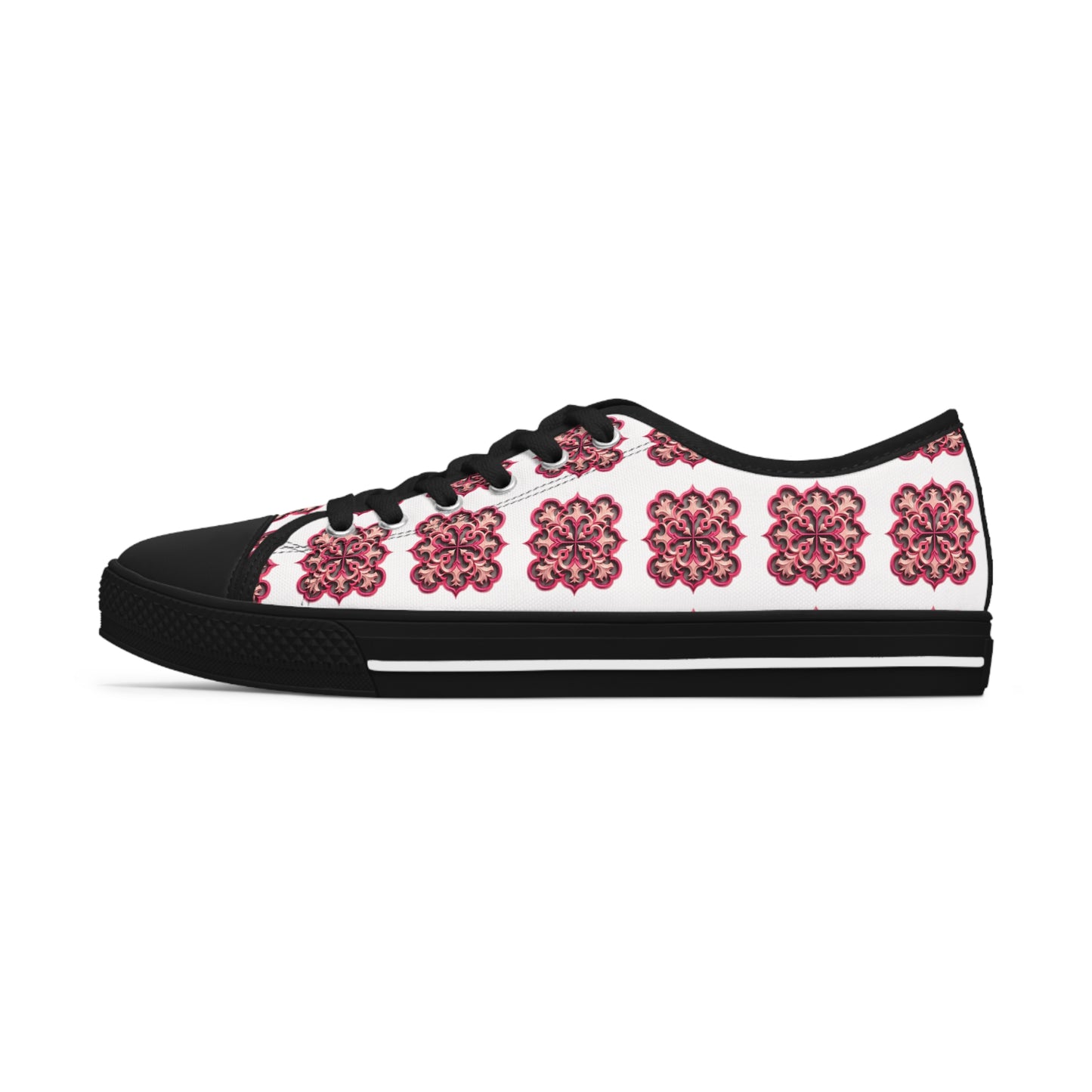 Pink Quatrefoil -Women's Low Top Sneakers
