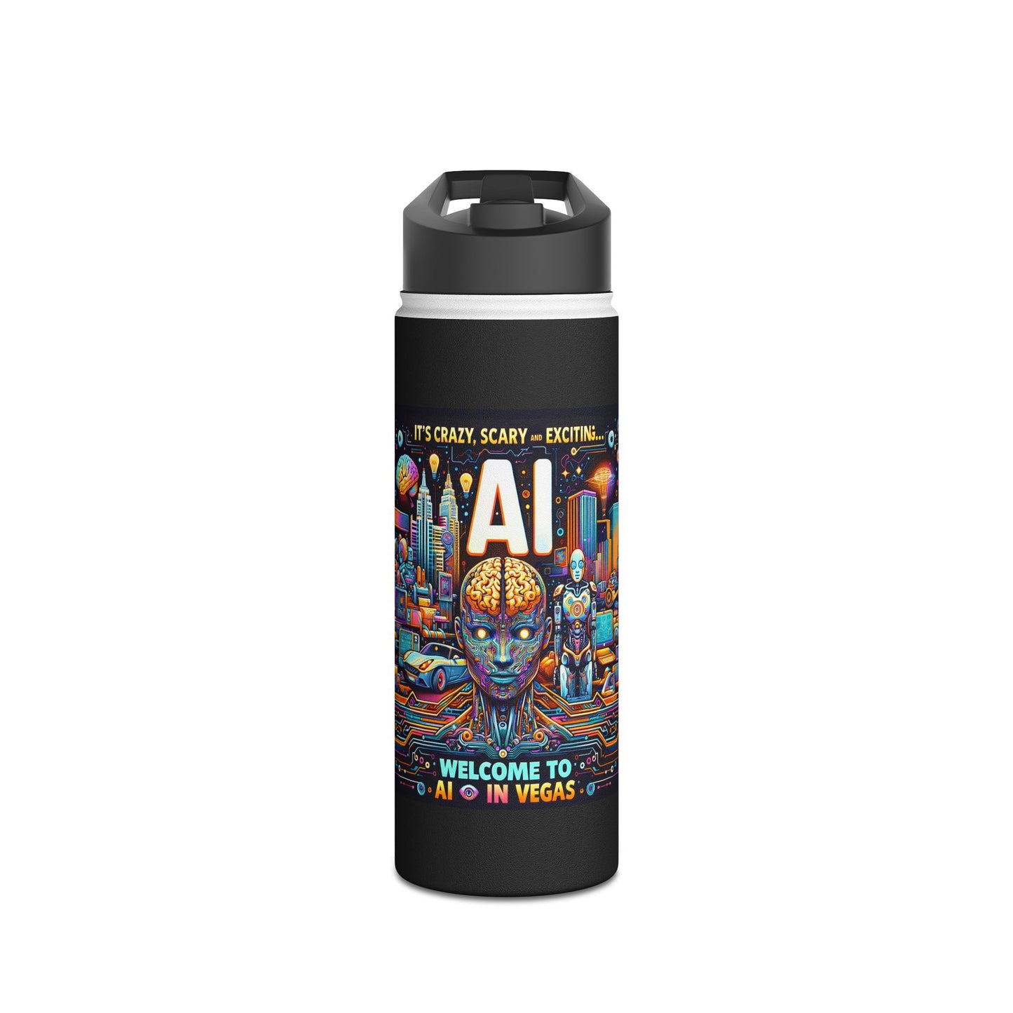 Welcome To AI In Vegas - Stainless Steel Water Bottle, Standard Lid