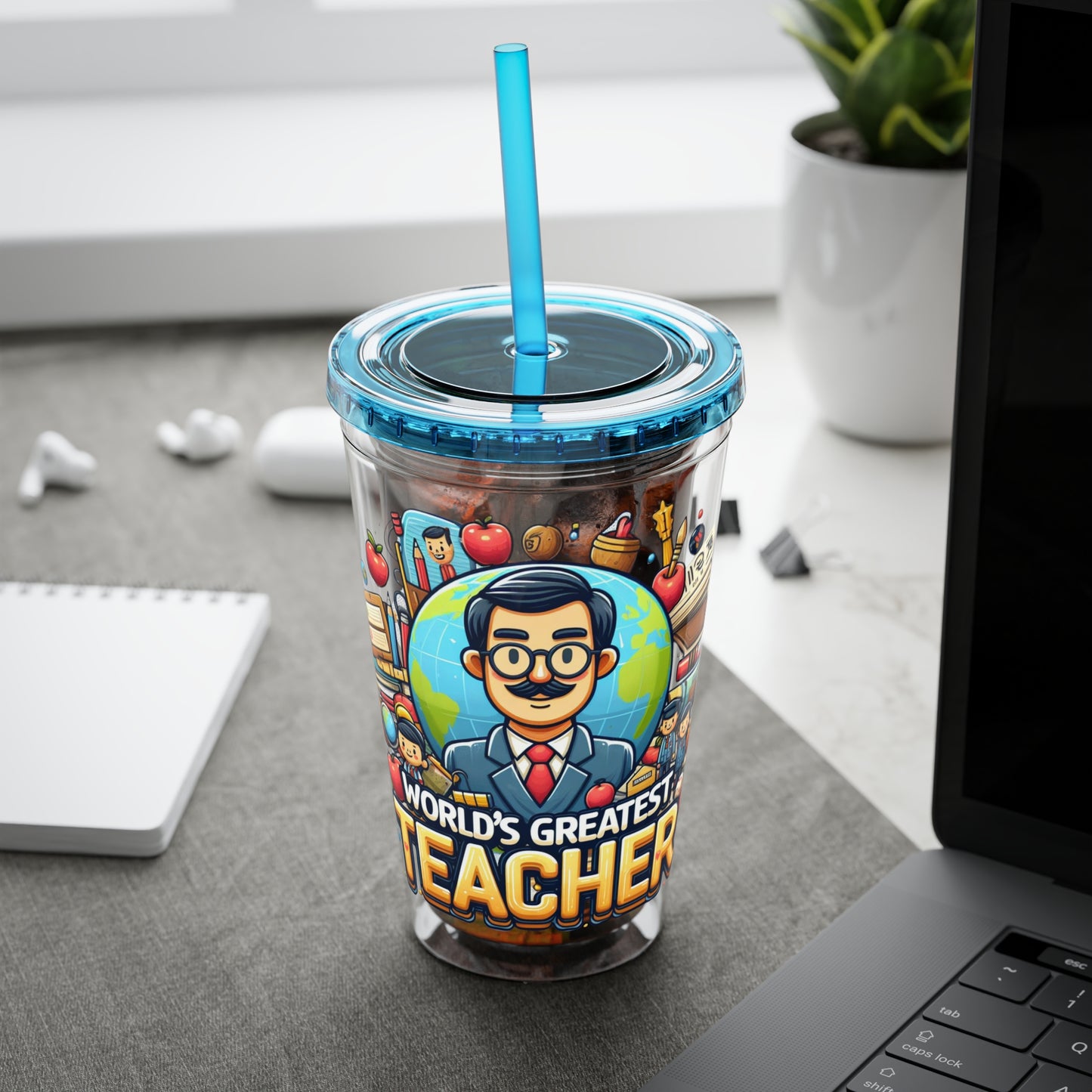 World's Greatest Teacher - Sunsplash Tumbler with Straw, 16oz (G1)