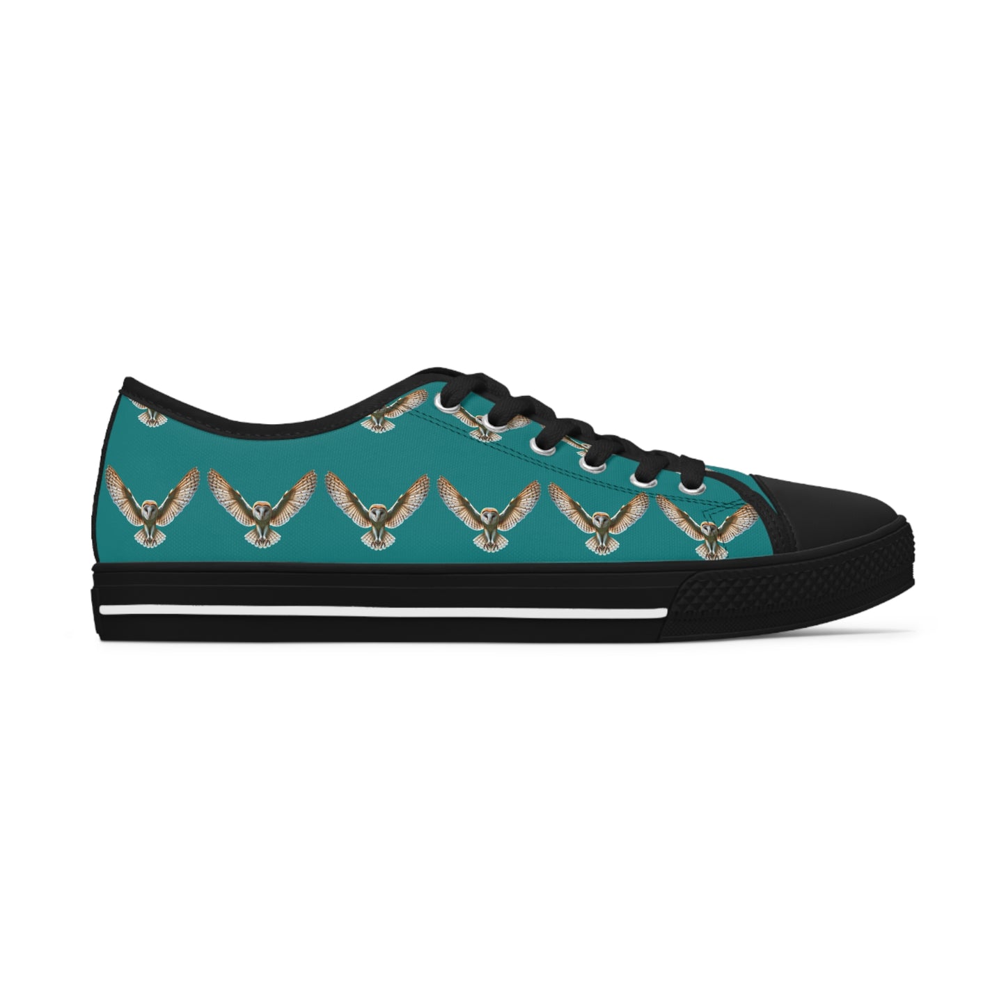 Teal Barn Owl - Women's Low Top Sneakers