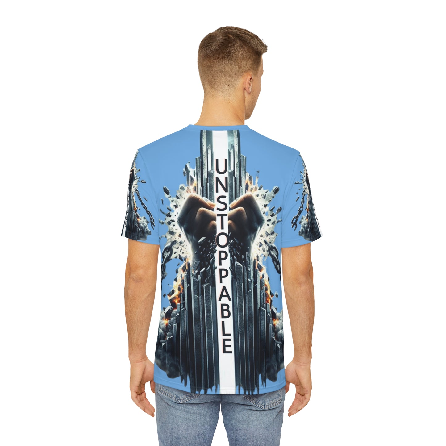UNSTOPPABLE -Men's Polyester Tee - Light Blue