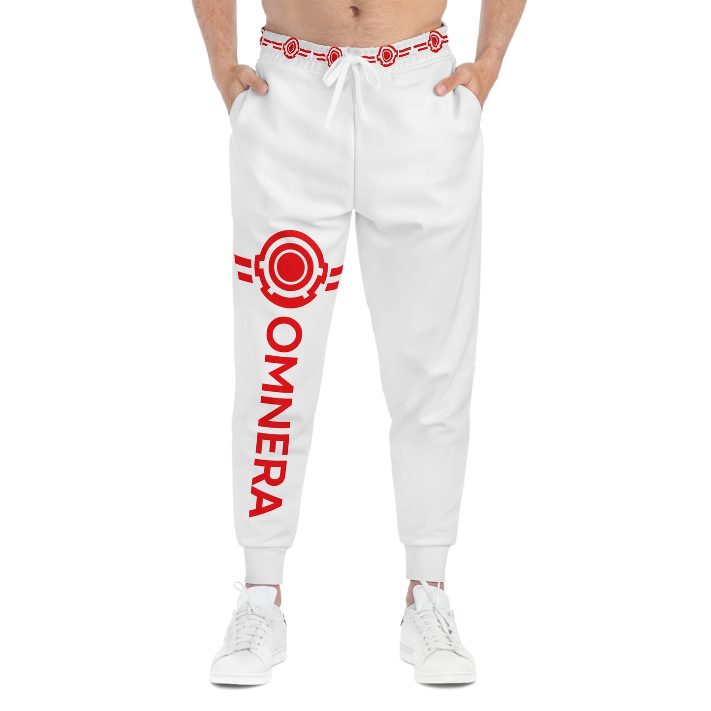 Omnera Branded - Right Leg - White & Red Branded Track Pants