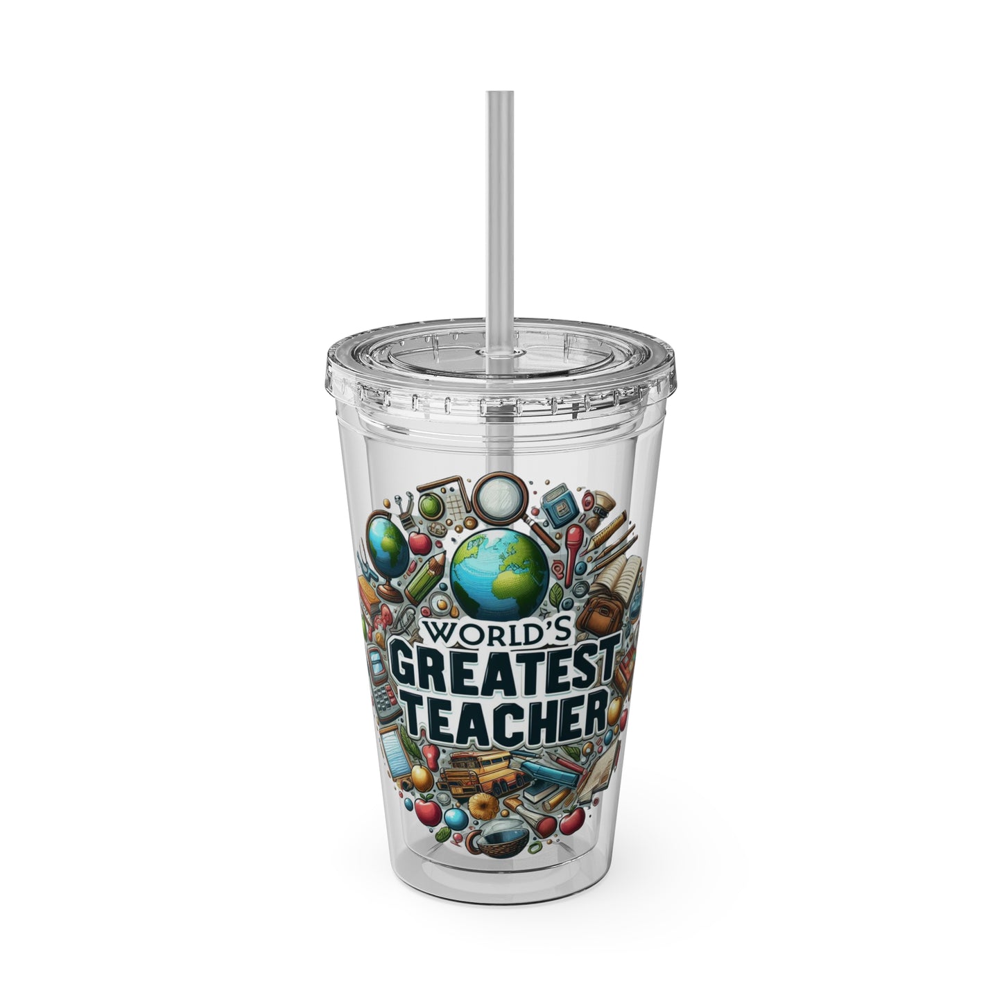 World's Greatest Teacher - Sunsplash Tumbler with Straw, 16oz (G3)