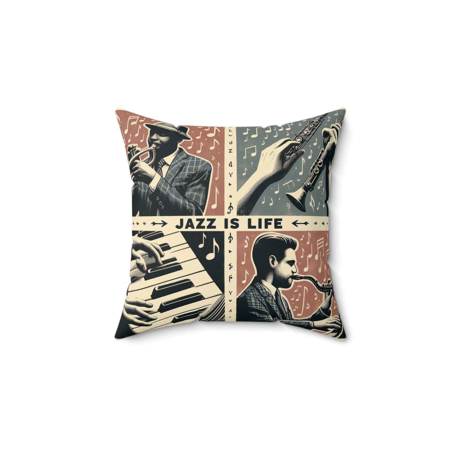 Jazz Is Life - 2 Sided Print - Reversible - Album Center Pillow