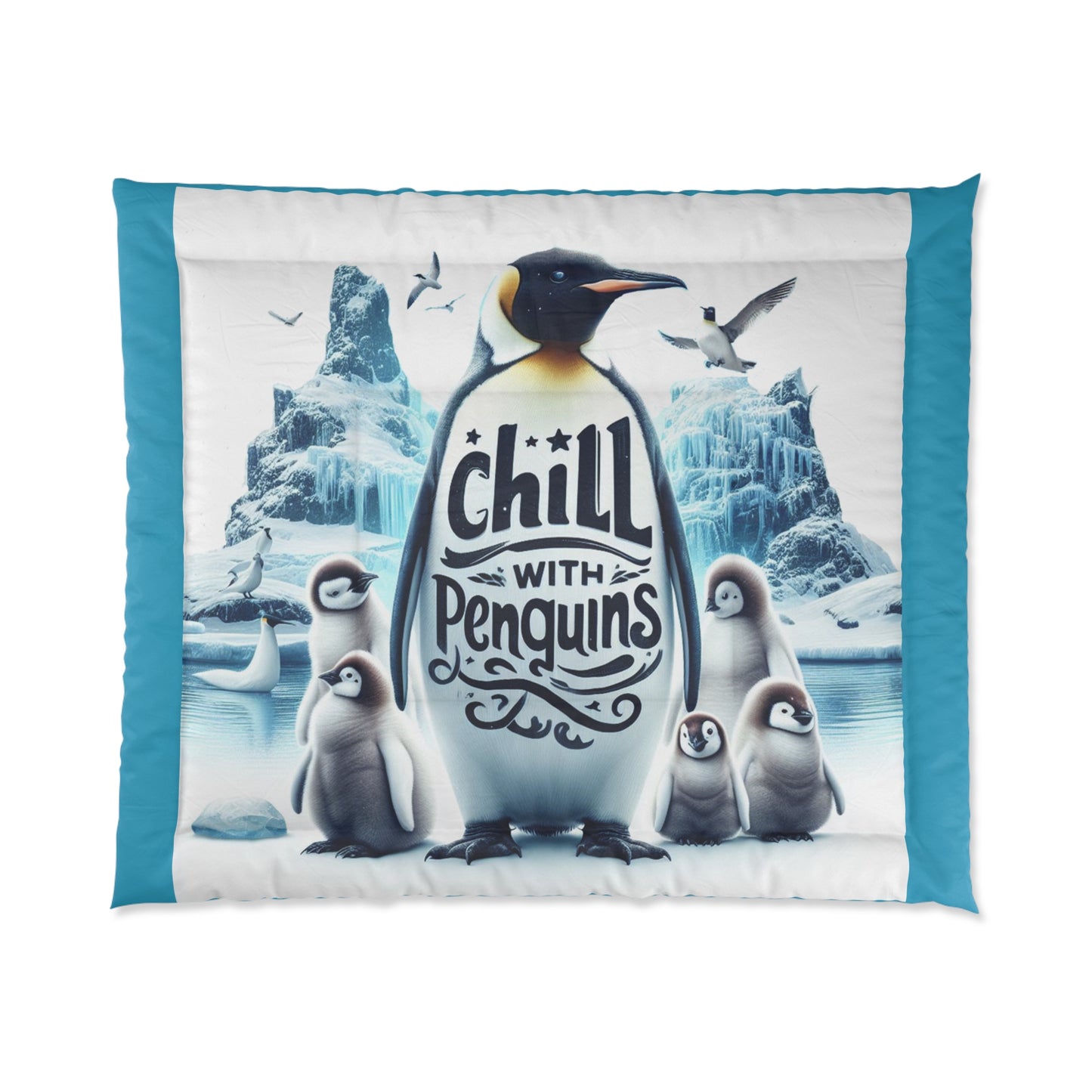 Chill With Penguins Comforter With Turquoise Accents