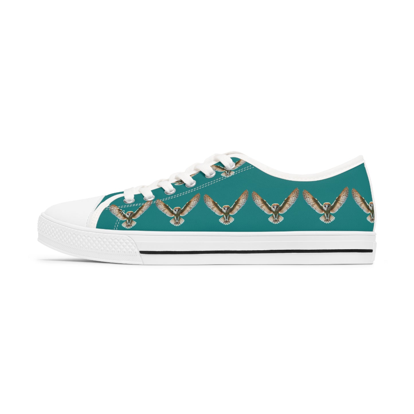 Teal Barn Owl - Women's Low Top Sneakers