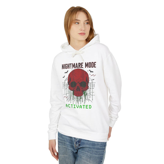 Nightmare Mode Activated Hoodie, Unisex Lightweight Pullover, Spooky Sweatshirt for Halloween, Gift for Horror and Gamers, Casual Wear