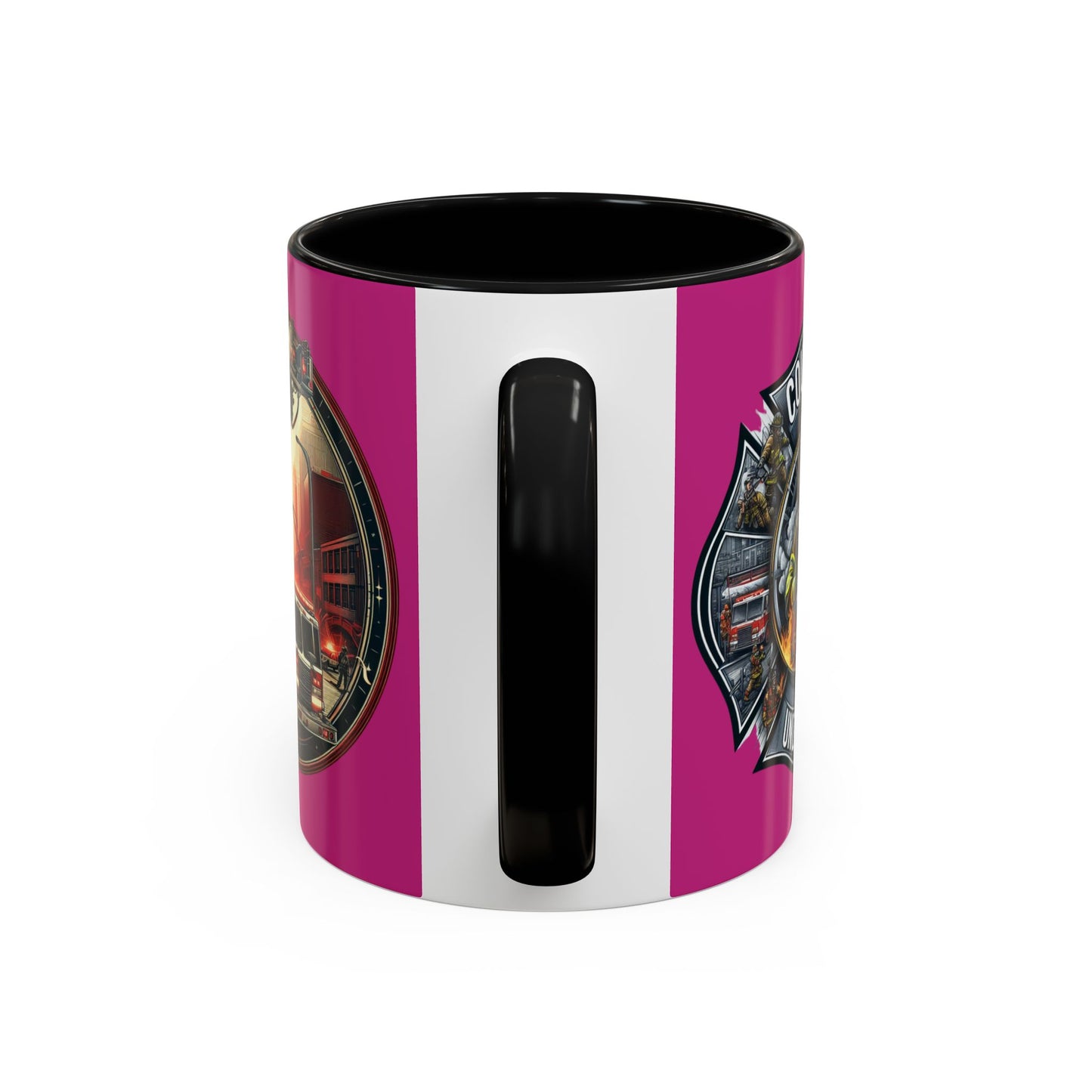 Courage Under Fire - Fire Chief - Hook and Ladder - Pink/White Accent Coffee Mug, 11oz