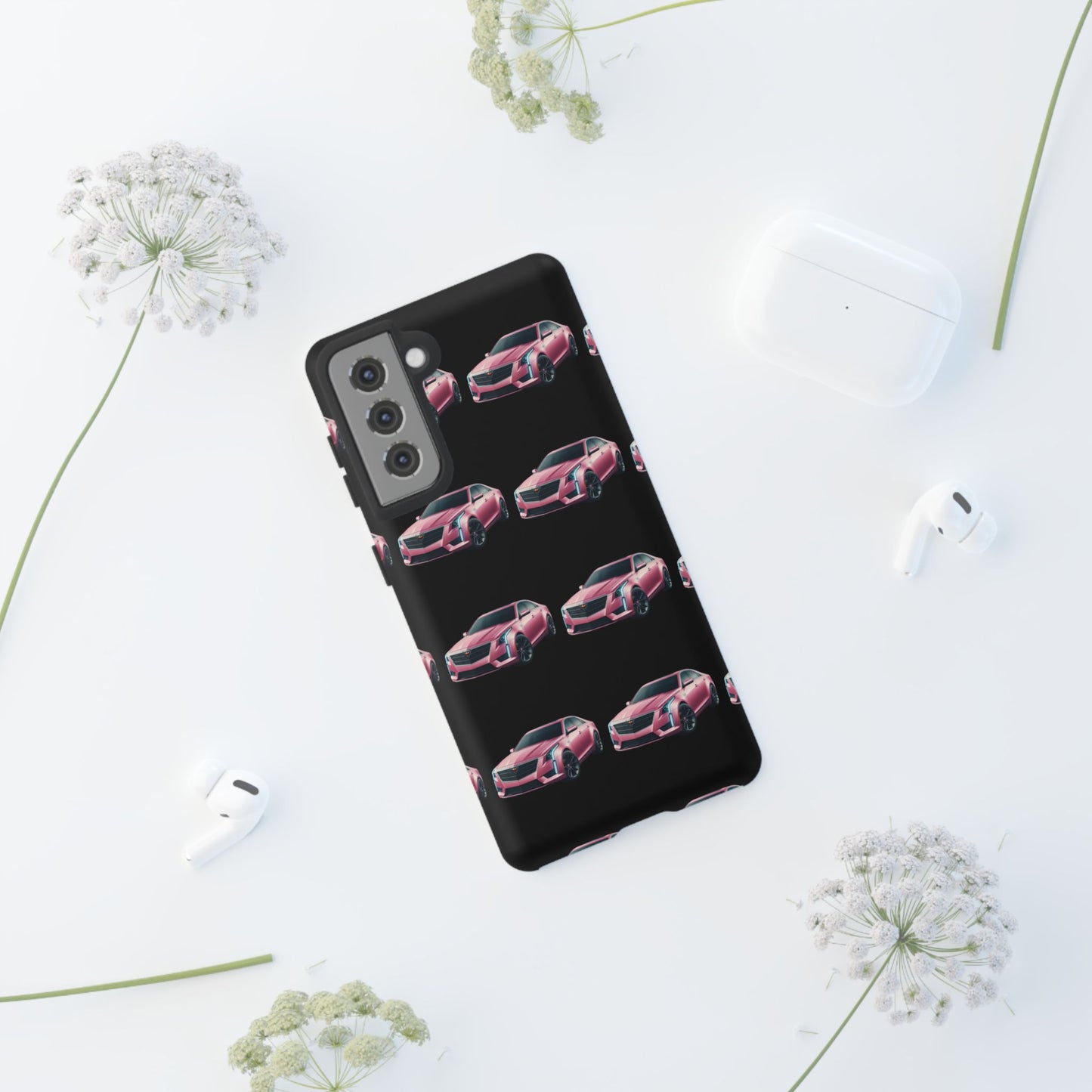 Pink Caddy On Black Phone Case
