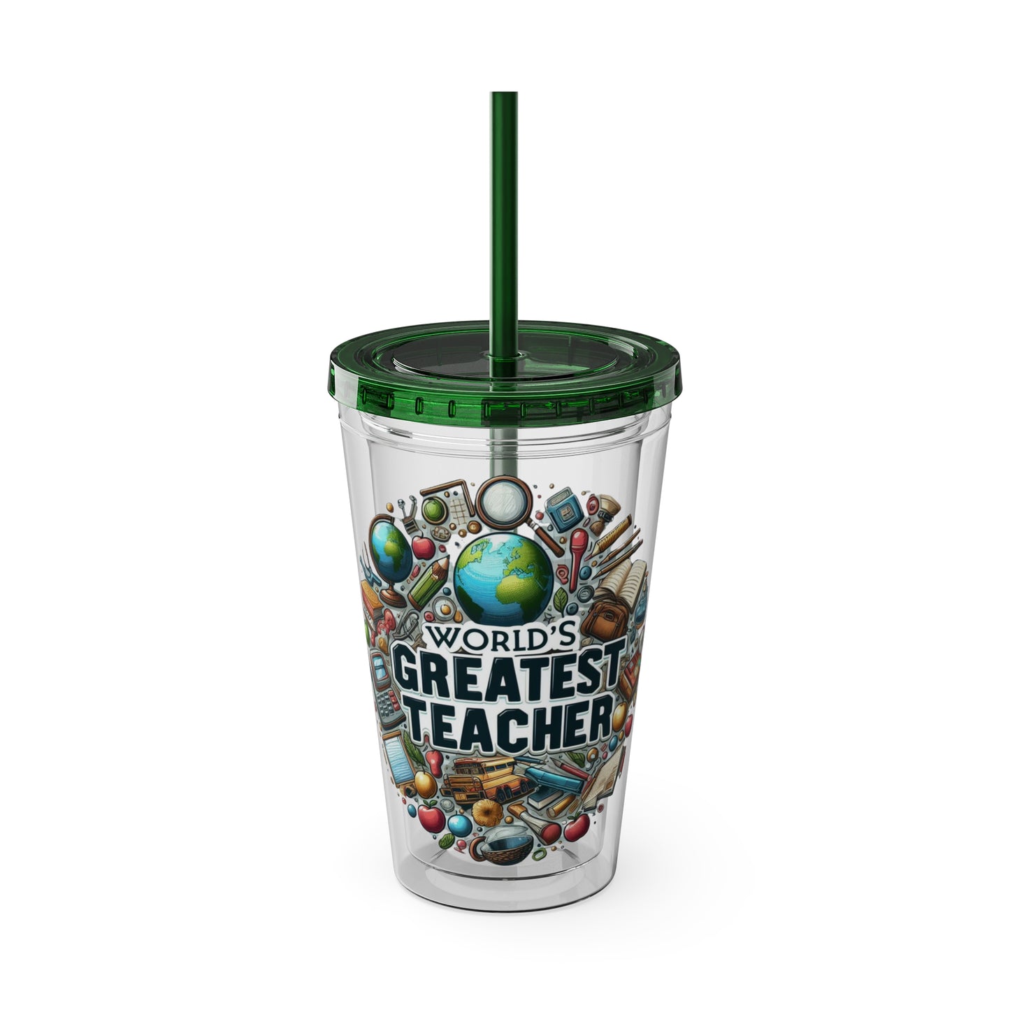 World's Greatest Teacher - Sunsplash Tumbler with Straw, 16oz (G3)