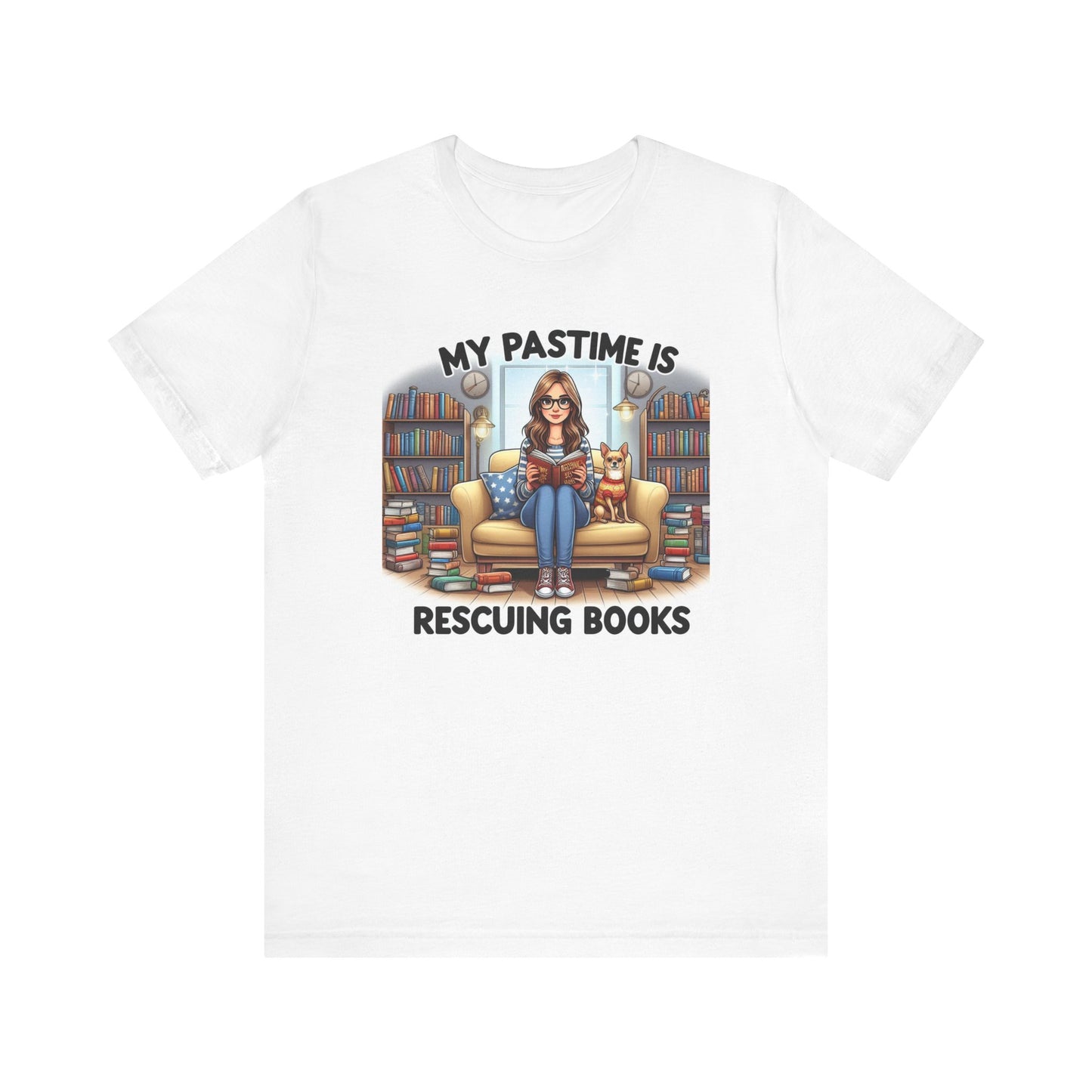 My Pastime Is Rescuing Books - 2 Sided Short Sleeve Tee