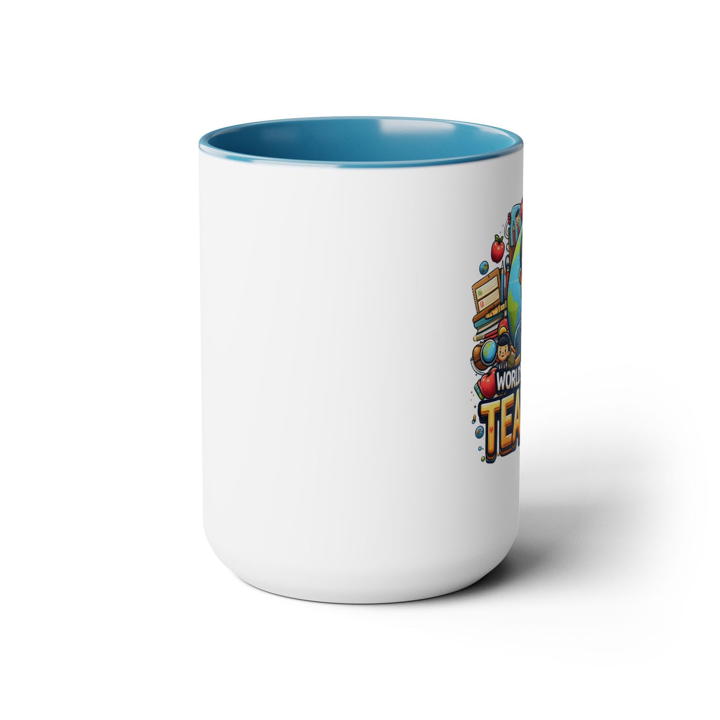 World's Greatest Teacher - Two-Tone Coffee Mugs, 15oz, (RightG1)