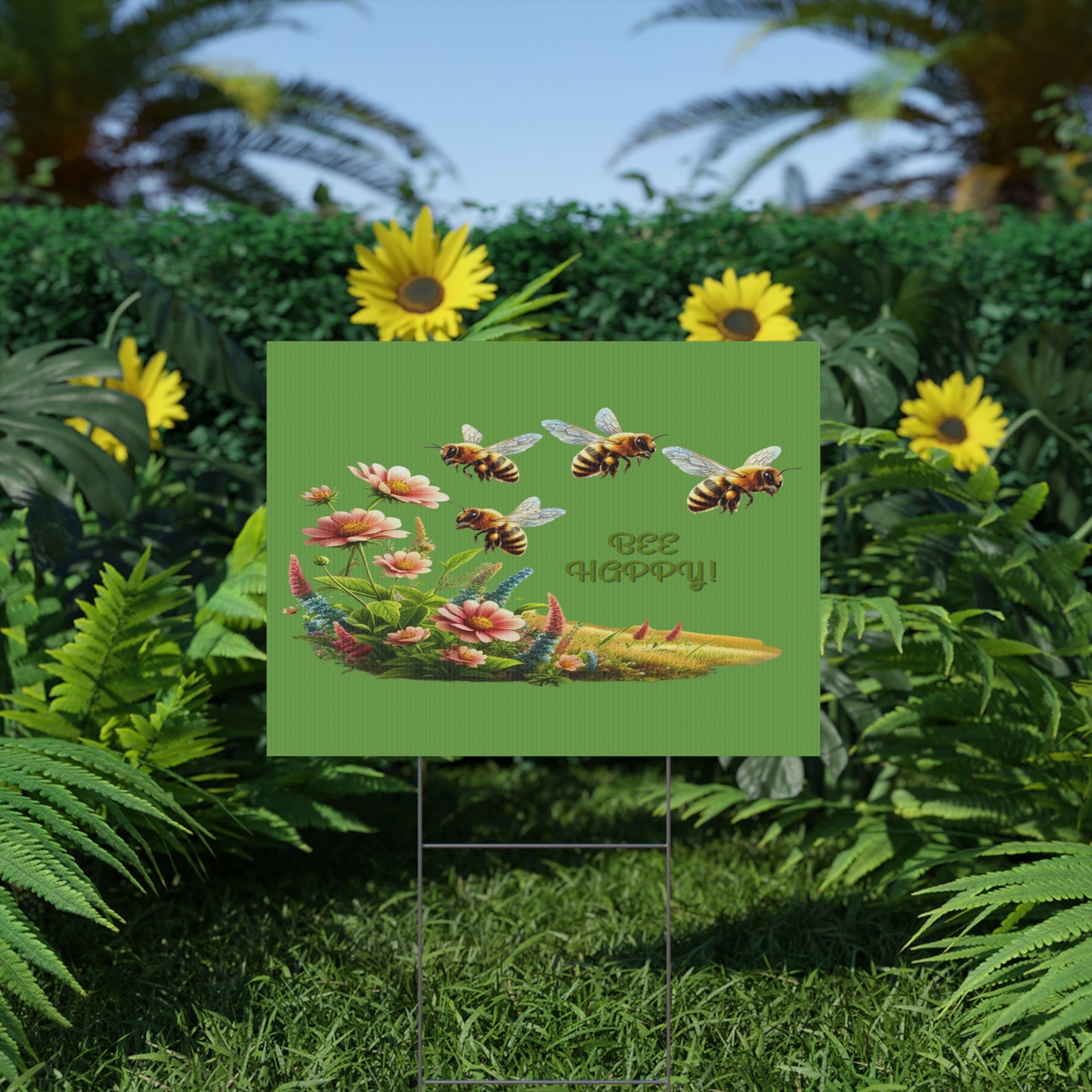 Bee Happy - Plastic Garden Sign