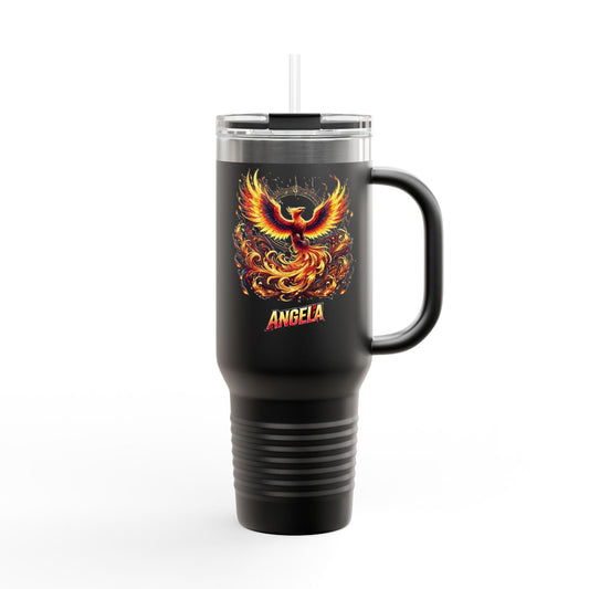 Angela - Ember Phoenix, 40oz Stainless Steel, Spill proof, Double Insulated Travel Mug