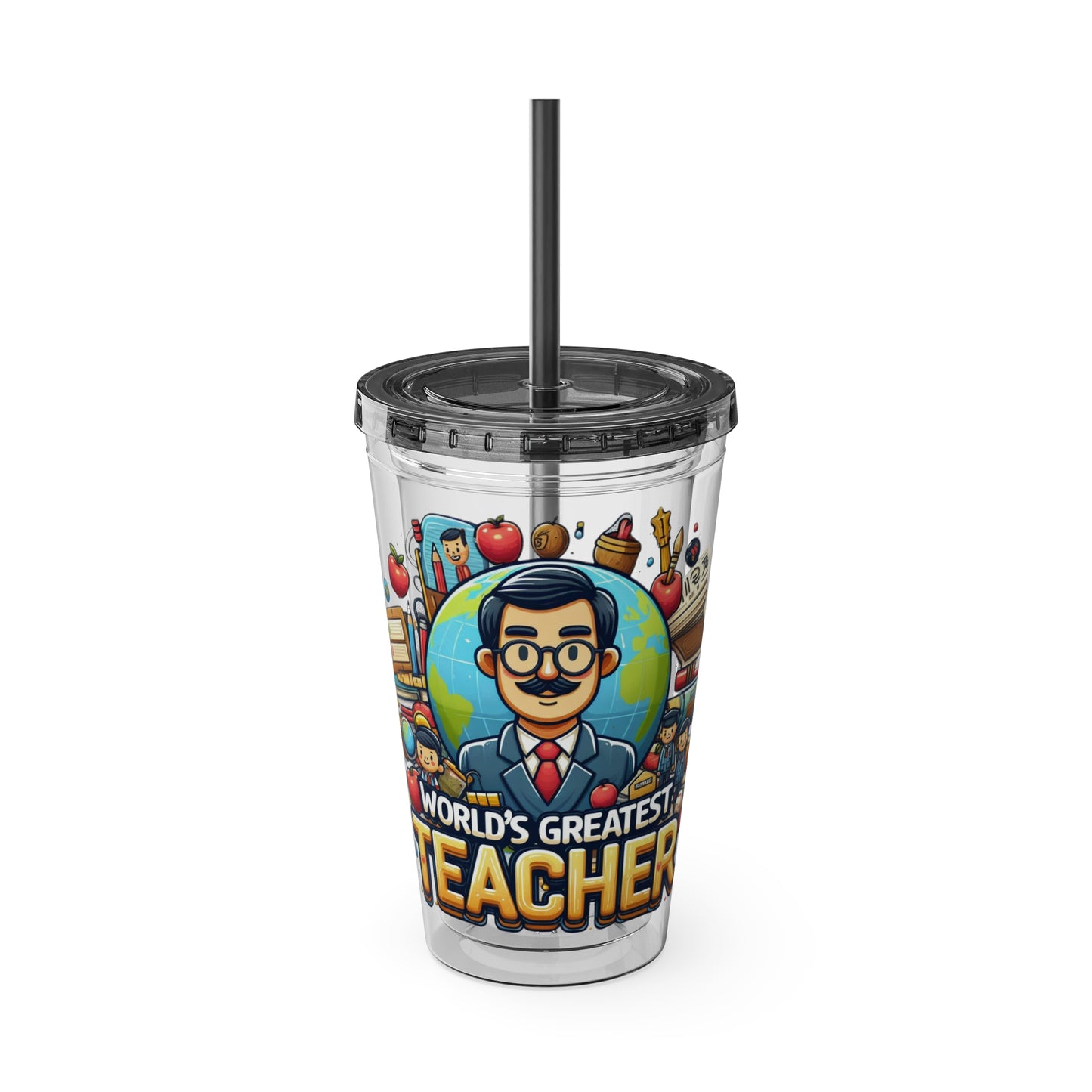 World's Greatest Teacher - Sunsplash Tumbler with Straw, 16oz (G1)