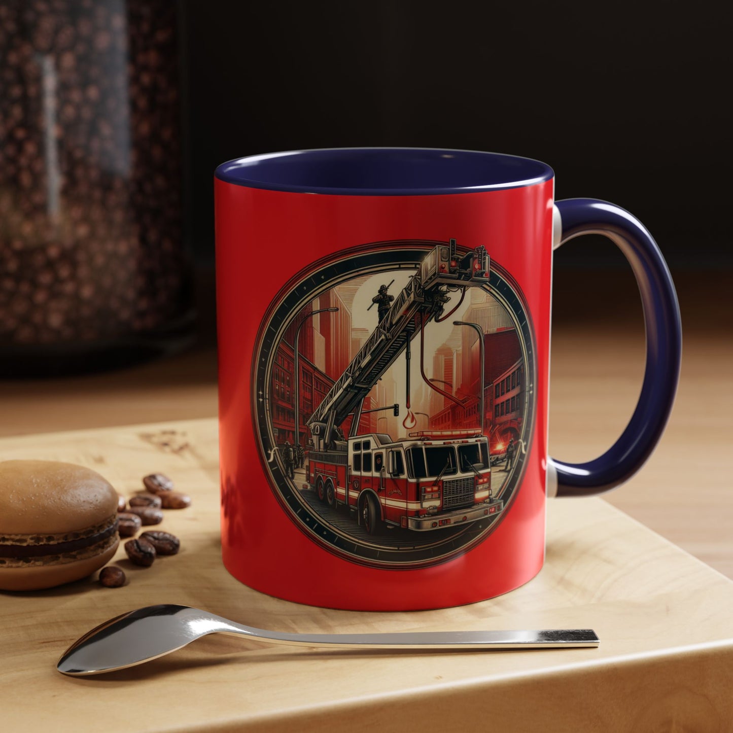 Courage Under Fire - Hook and Ladder 11oz Red Accent Coffee Mug