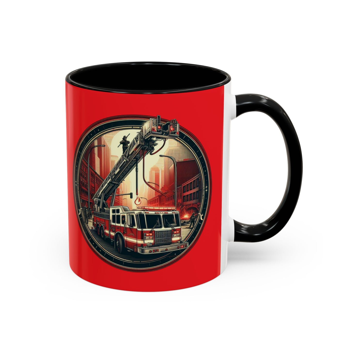 Courage Under Fire - Fire Chief - Hook and Ladder - 11oz Red, Pink, and Black Accents Coffee Mug