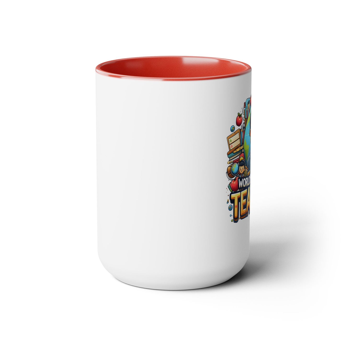 World's Greatest Teacher - Two-Tone Coffee Mugs, 15oz, (RightG1)