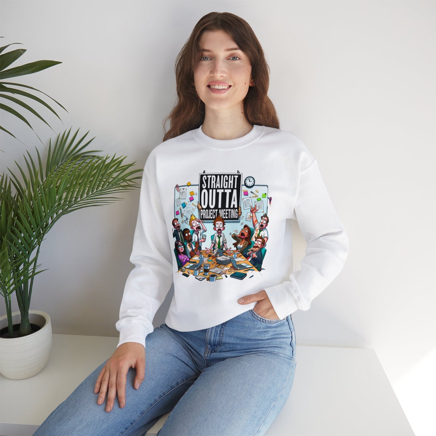 Straight Outta Project Meeting Unisex Heavy Blend™ Crewneck Sweatshirt