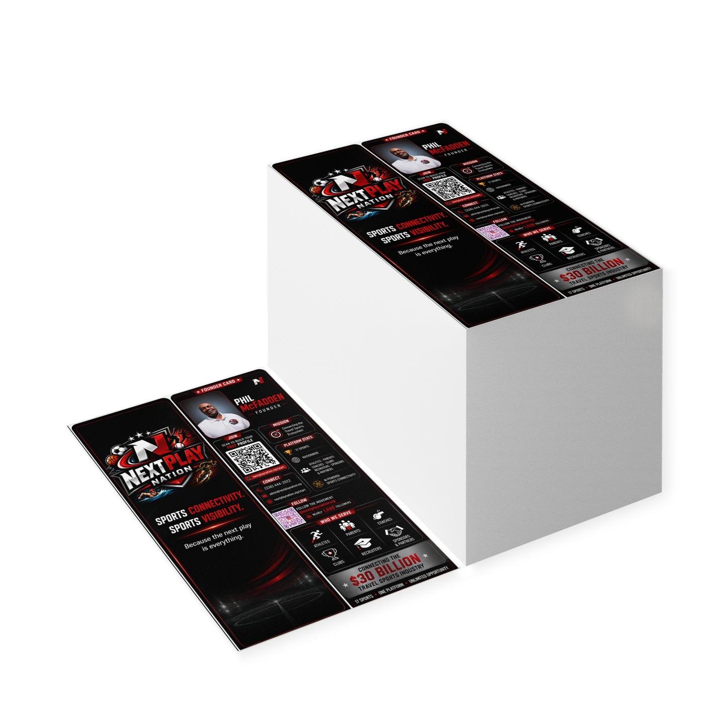 NextPlay Nation Logo Business Cards — Black Sports Branded Cards (Personalized)