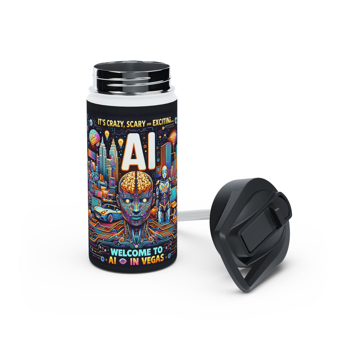 Welcome To AI In Vegas - Stainless Steel Water Bottle, Standard Lid