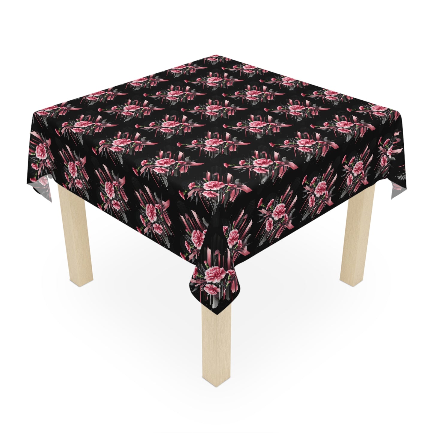 Pink Carnations On Black Tablecloth