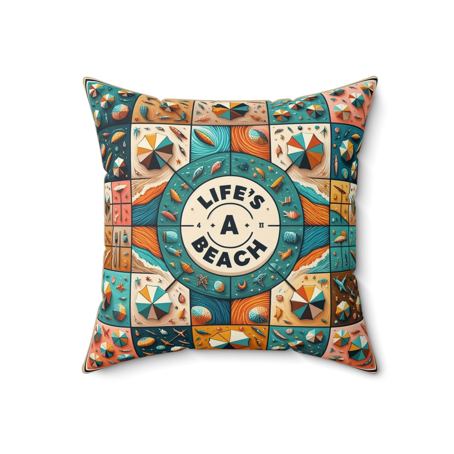 Life's A Beach - 2 Sided Print - Reversible - Spun Polyester Square Pillow