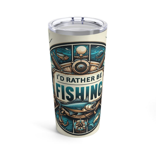 I'd Rather Be Fishing - 20oz White Yellow Tumbler