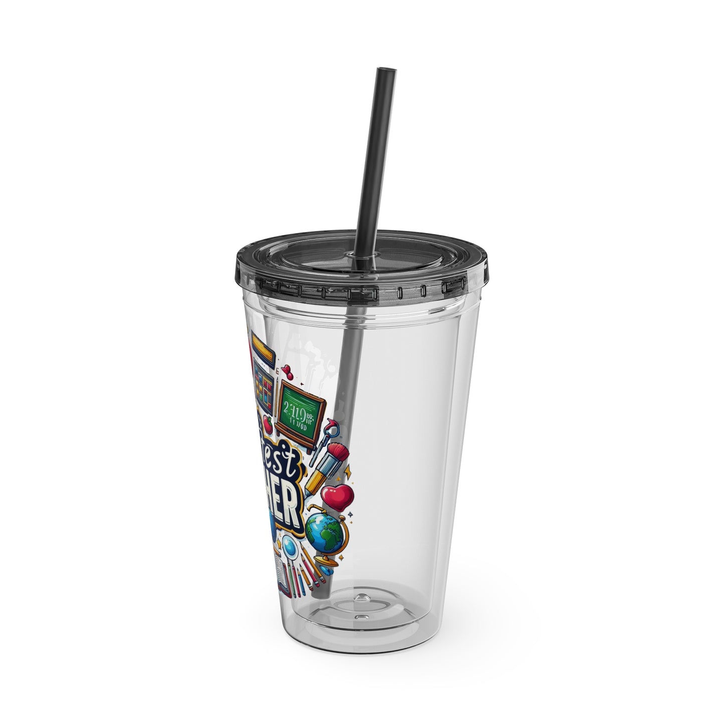 World's Greatest Teacher - Sunsplash Tumbler with Straw, 16oz (G2)