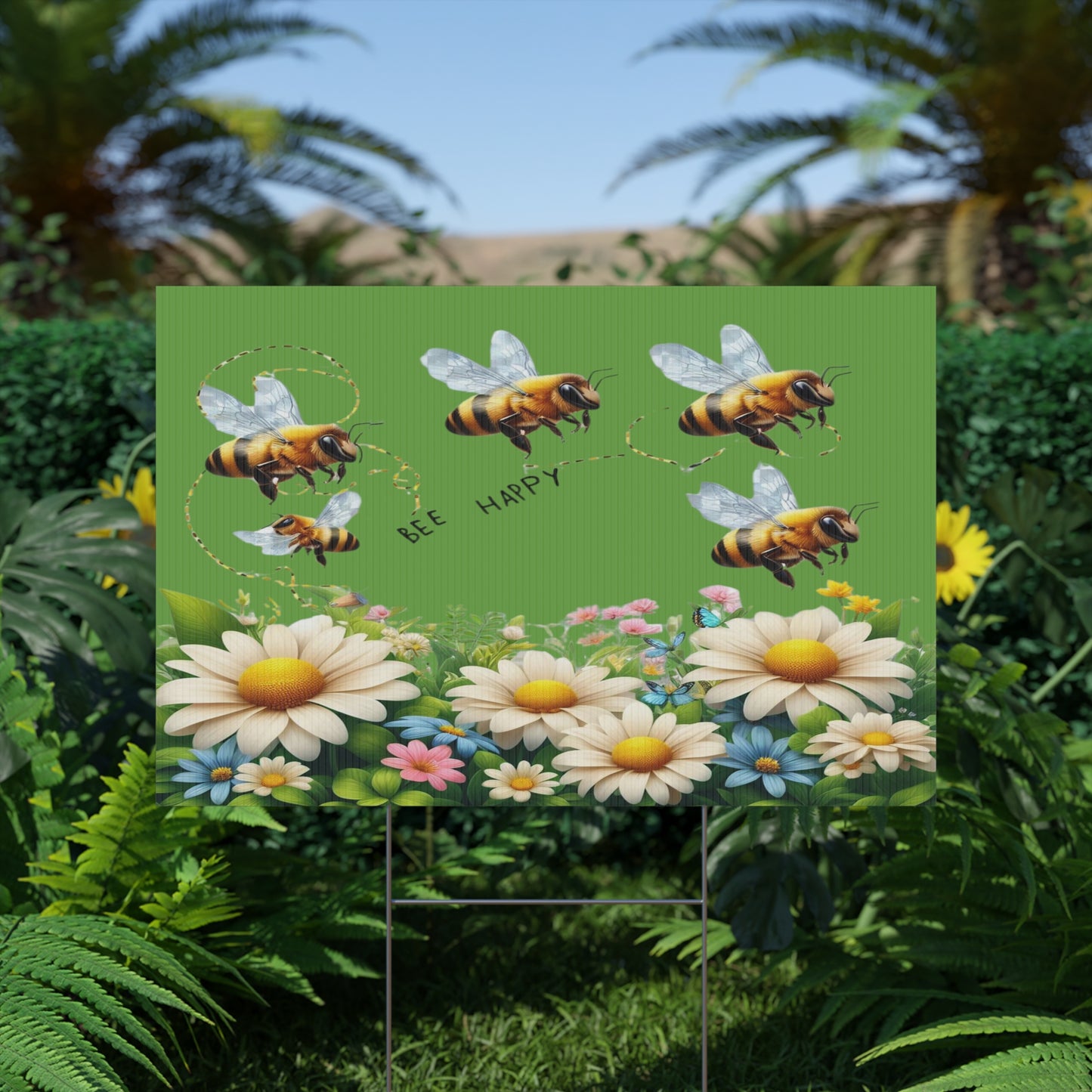 Bee Happy - Plastic Garden Sign