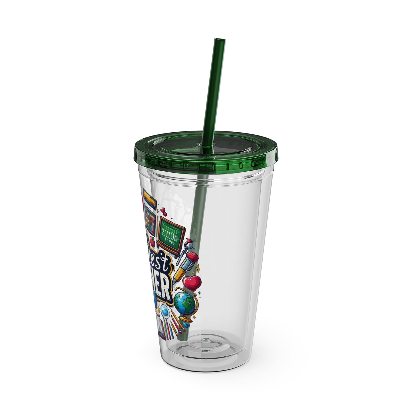 World's Greatest Teacher - Sunsplash Tumbler with Straw, 16oz (G2)
