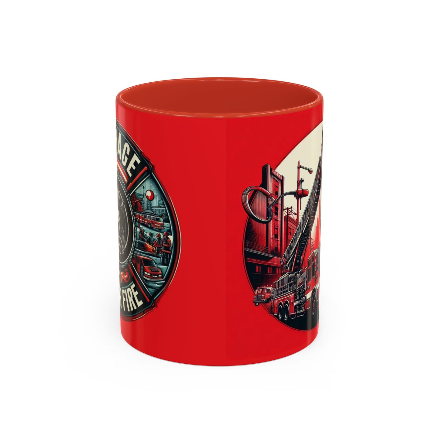 Courage Under Fire - Left Hand - Firemen - Red Accent Coffee Mug, 11oz