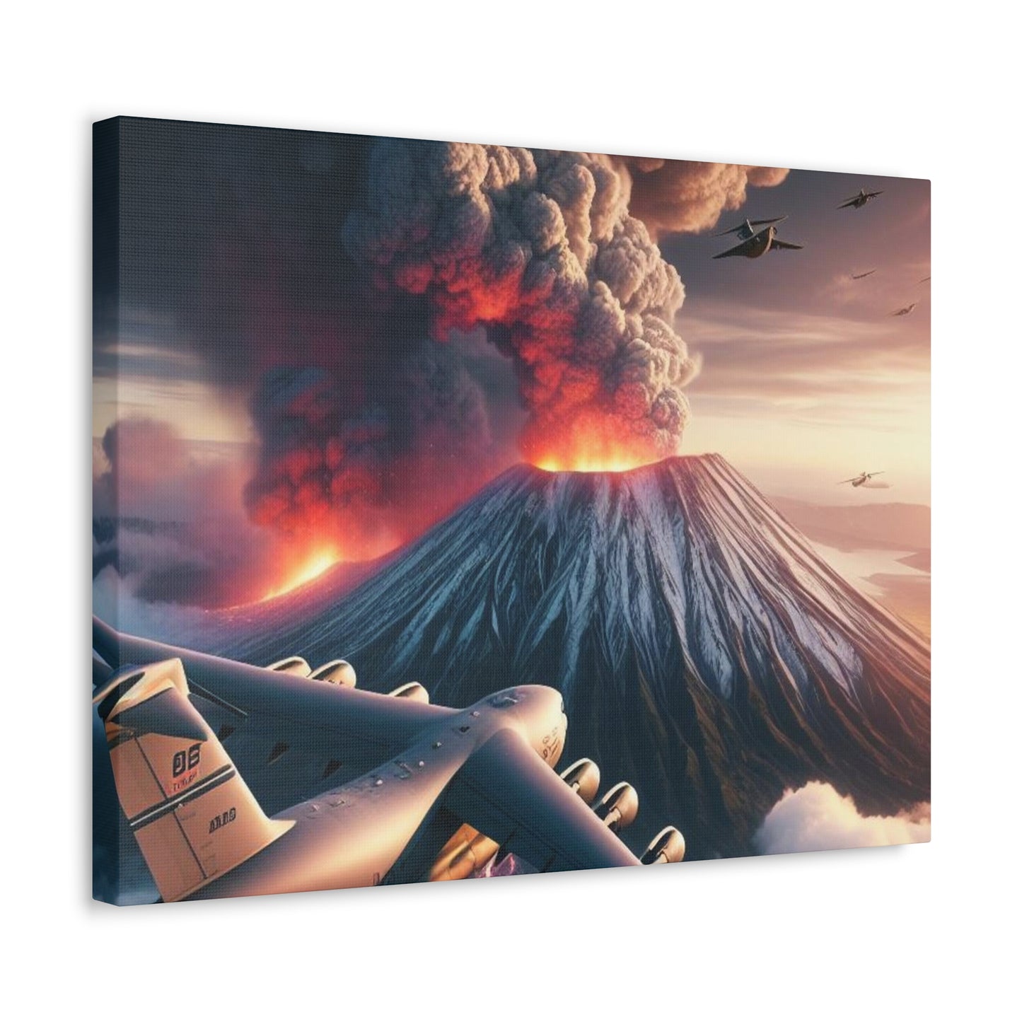 Airlift Aircraft Over Hawaiian Volcano on Stretched Canvas