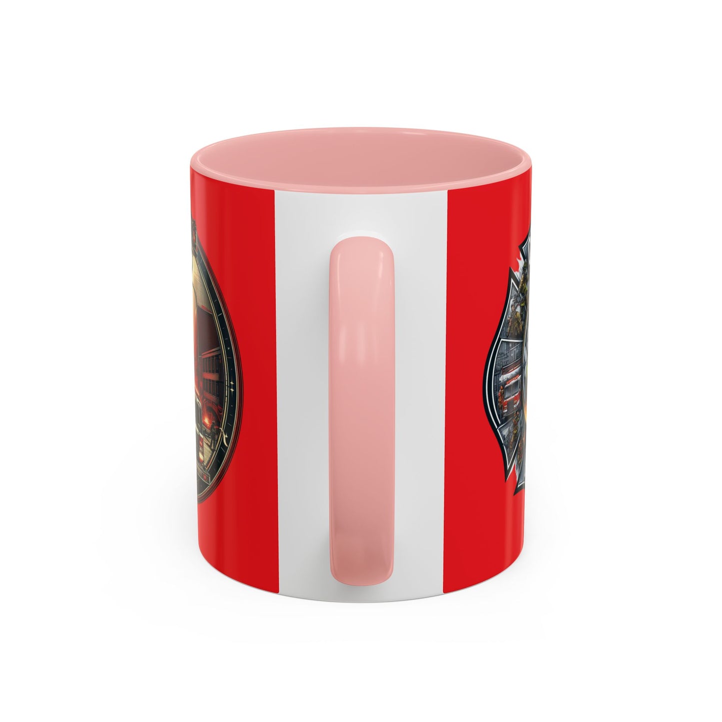 Courage Under Fire - Fire Chief - Hook and Ladder - 11oz Red, Pink, and Black Accents Coffee Mug