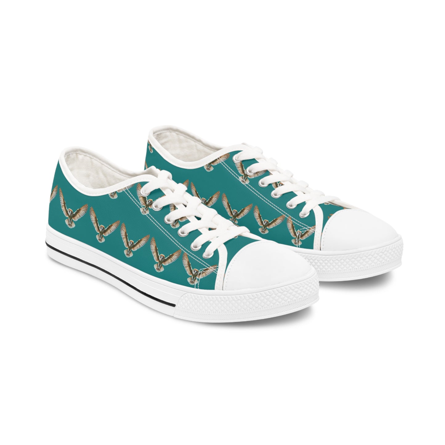 Teal Barn Owl - Women's Low Top Sneakers