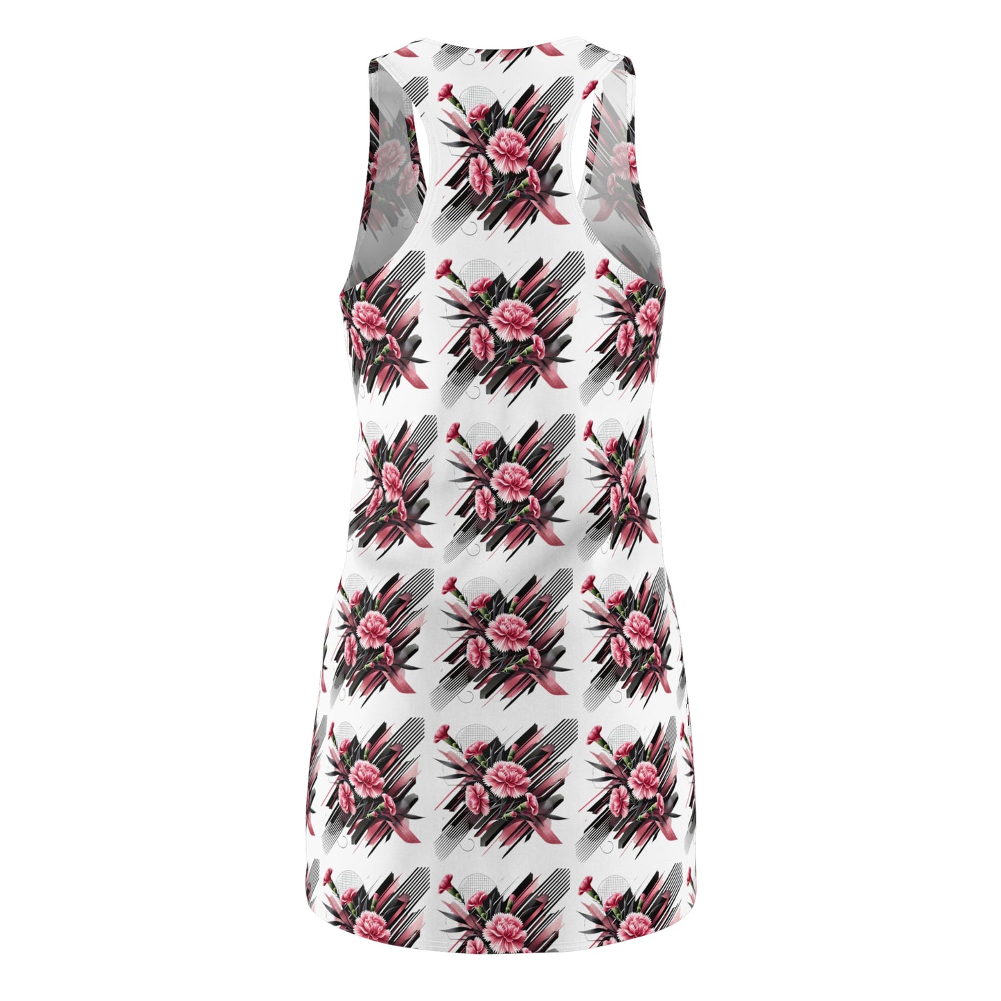 Pink Carnations On White Racerback Dress