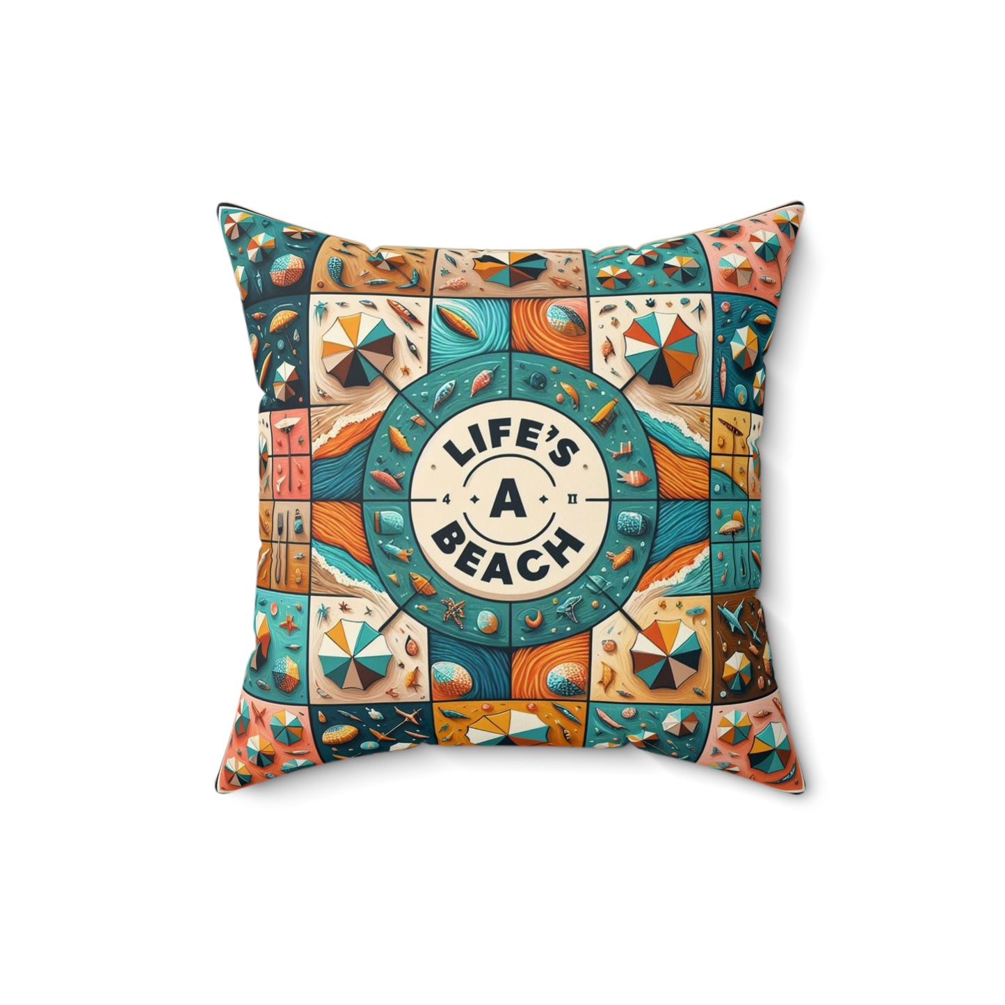 Life's A Beach - 2 Sided Print - Reversible - Spun Polyester Square Pillow