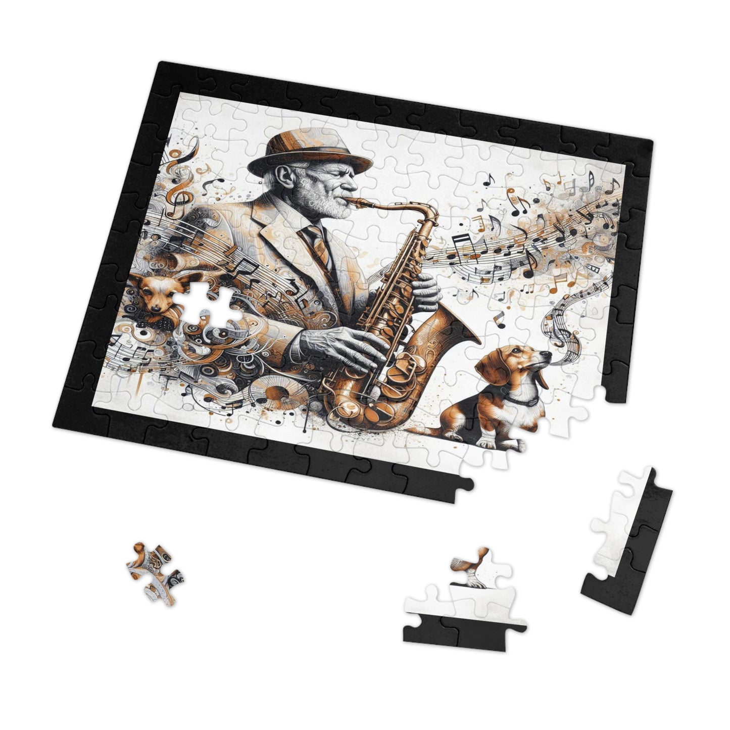 A Man, His Music, and His Dog Jigsaw Puzzle (30, 110, 252, 500-Pieces)
