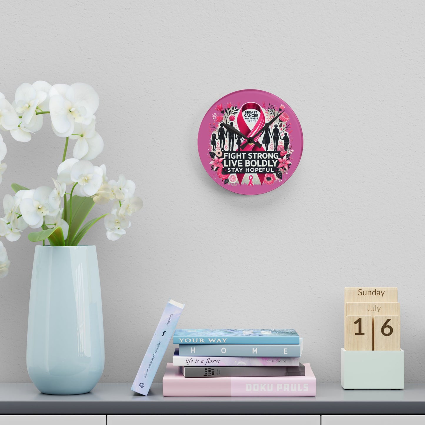 Breast Cancer Awareness Acrylic Wall Clock
