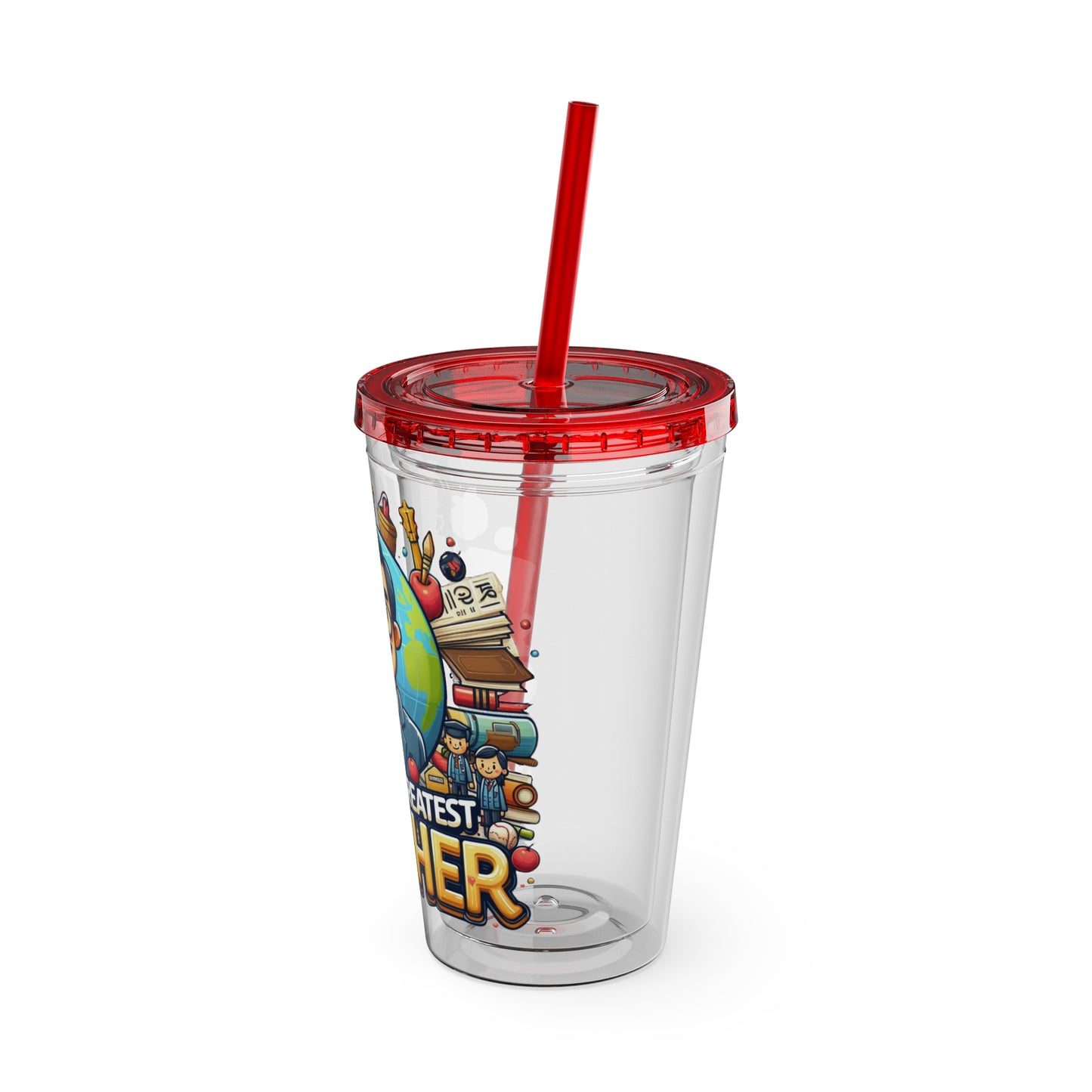 World's Greatest Teacher - Sunsplash Tumbler with Straw, 16oz (G1)