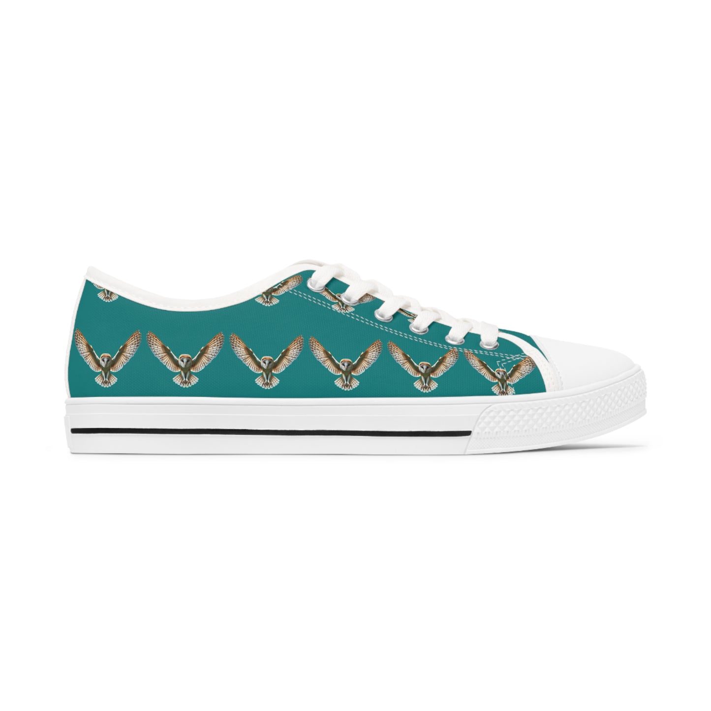 Teal Barn Owl - Women's Low Top Sneakers