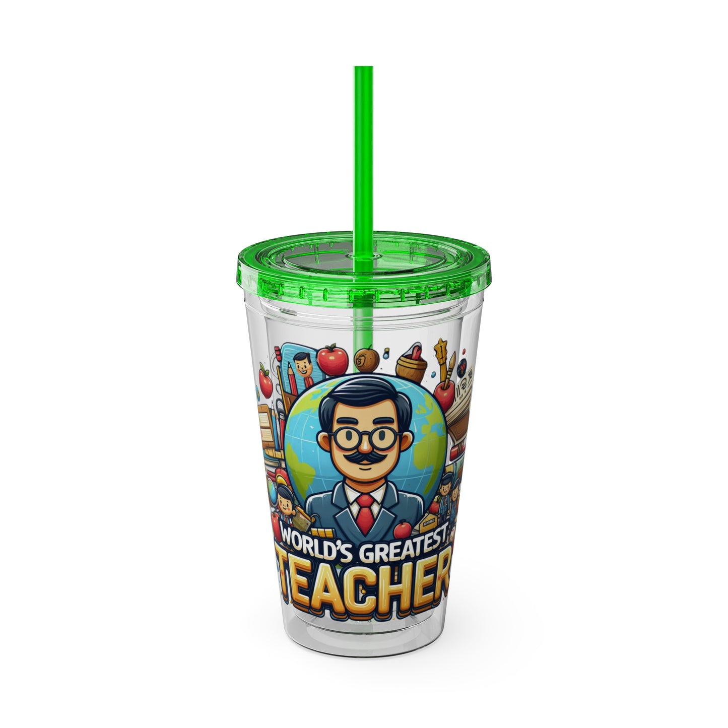 World's Greatest Teacher - Sunsplash Tumbler with Straw, 16oz (G1)