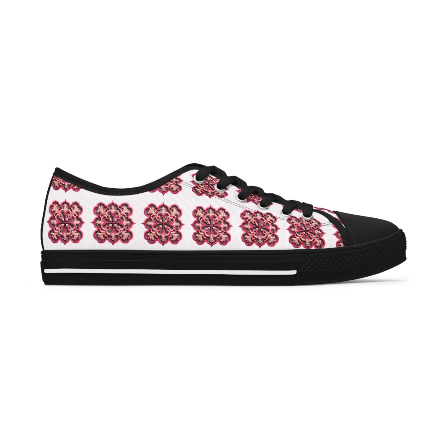 Pink Quatrefoil -Women's Low Top Sneakers