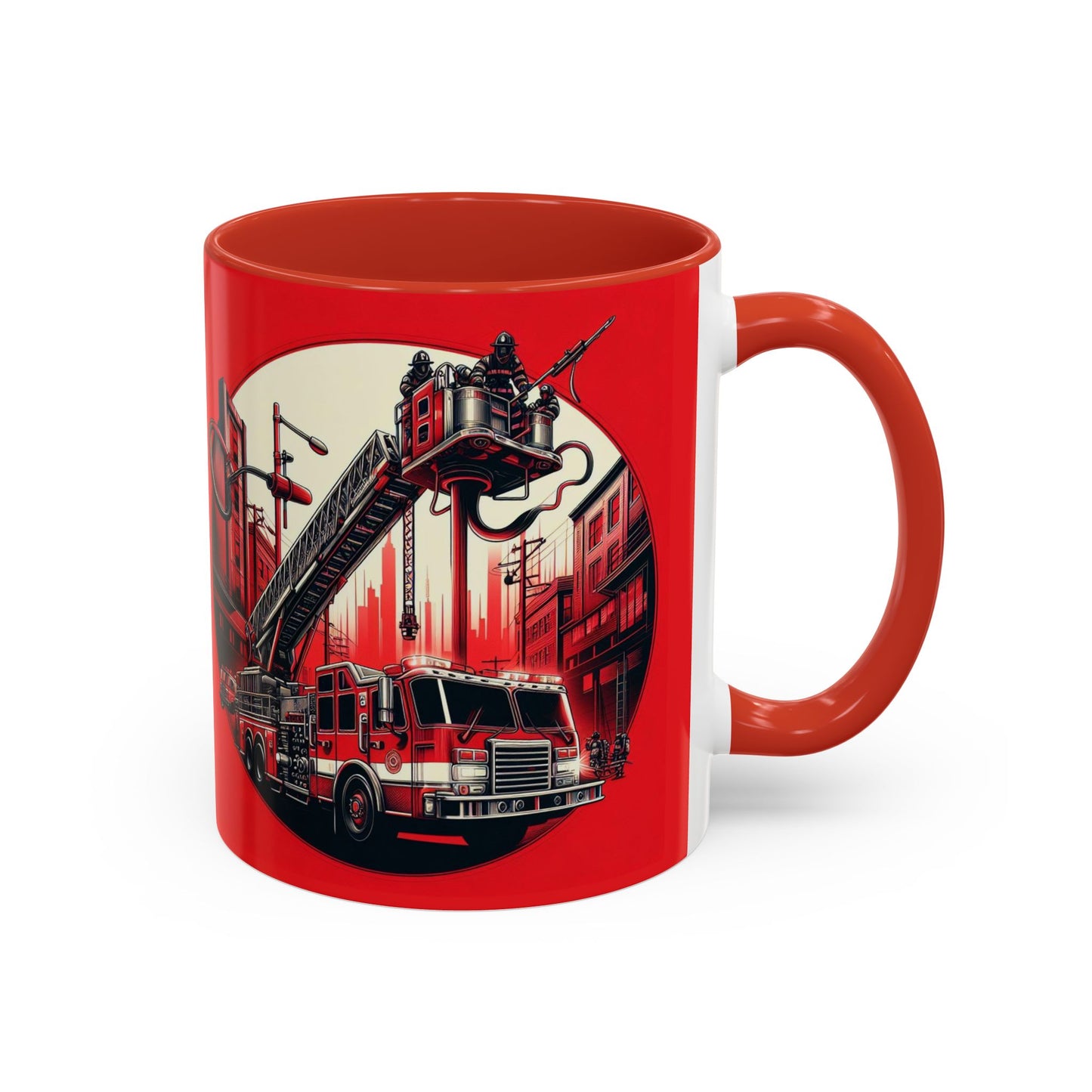 Courage Under Fire - Left Hand - Firemen - Red Accent Coffee Mug, 11oz