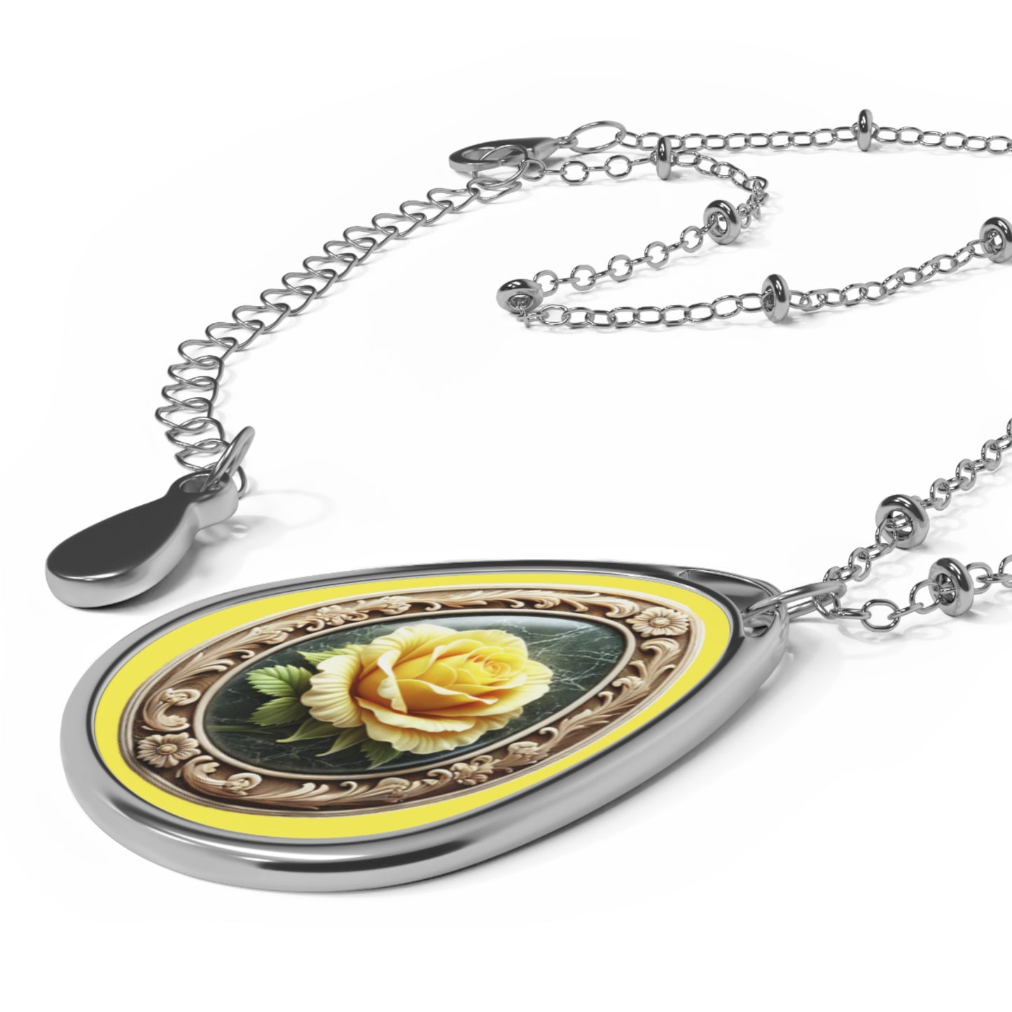 AI Cameo - Yellow Rose Oval Necklace