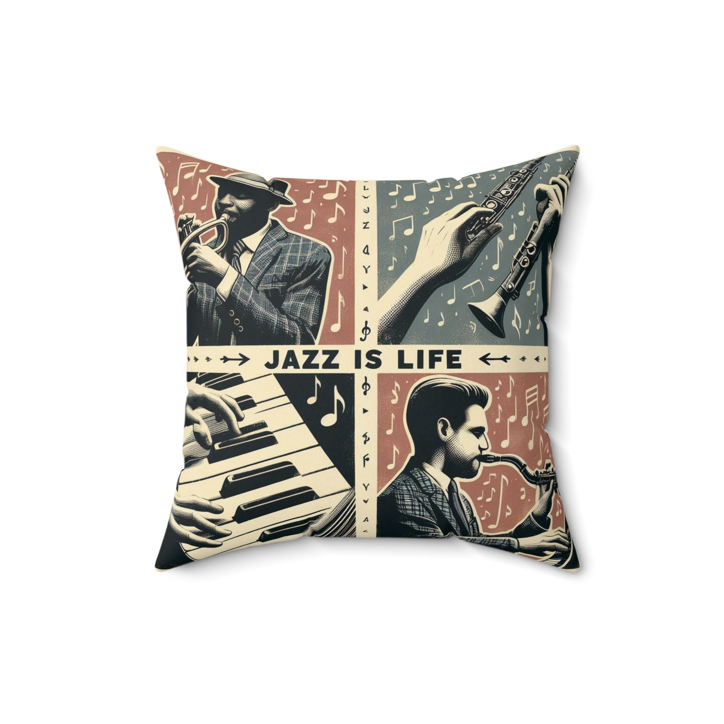 Jazz Is Life - 2 Sided Print - Reversible - Album Center Pillow