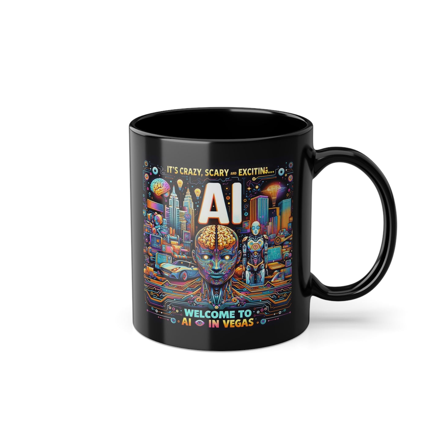 Welcome To AI In Vegas - Black Coffee Cup, 11oz
