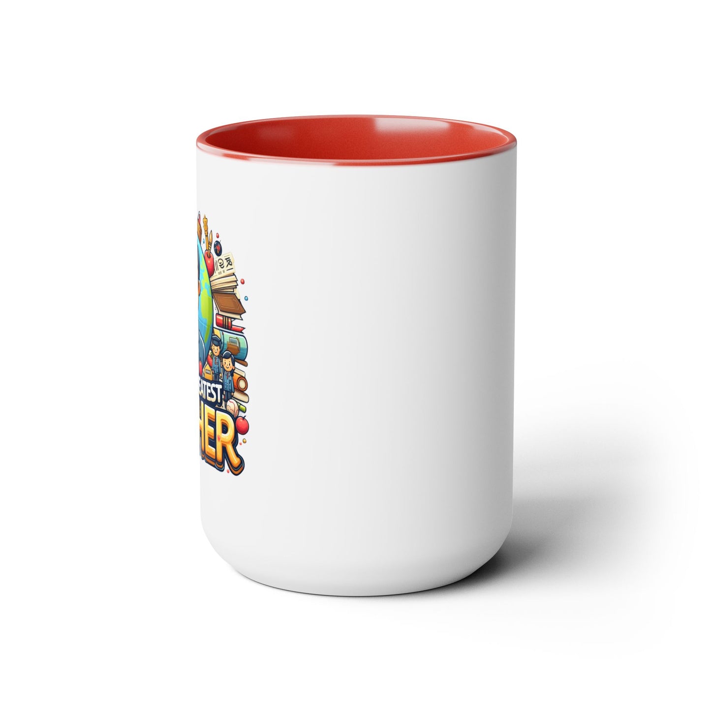 World's Greatest Teacher - Two-Tone Coffee Mugs, 15oz, (LeftG1)