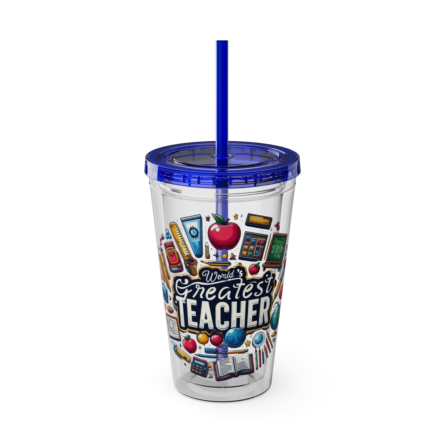 World's Greatest Teacher - Sunsplash Tumbler with Straw, 16oz (G2)
