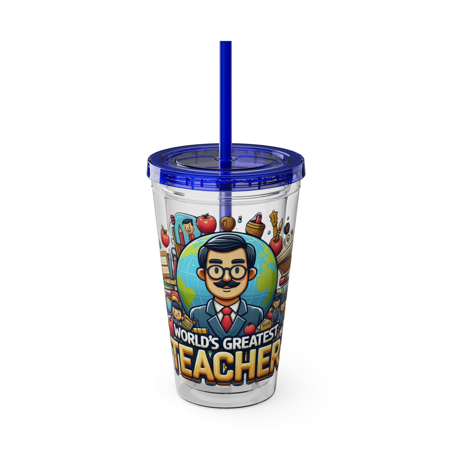 World's Greatest Teacher - Sunsplash Tumbler with Straw, 16oz (G1)